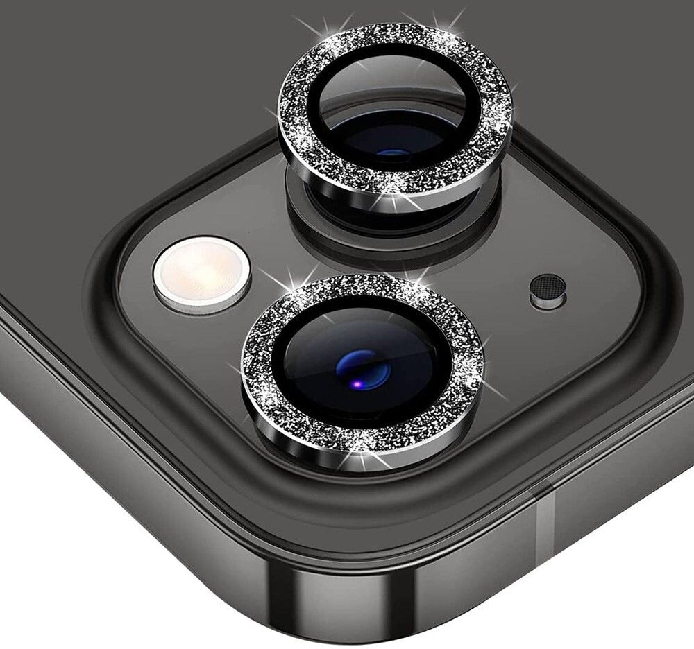 Enkay Glitter Ring Lens Protector (iPhone 15/15 Plus) - Svart