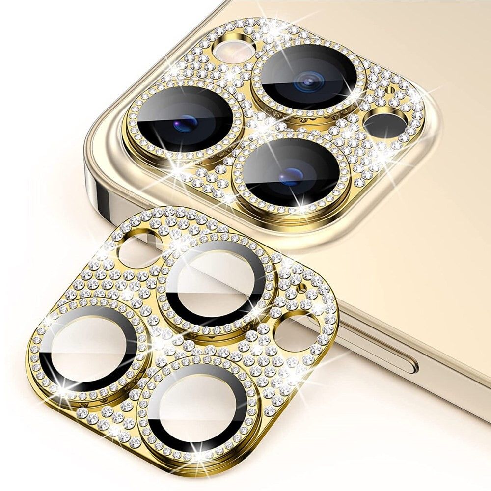 Enkay Rhinestone kameraglass (iPhone 15 Pro/15 Pro Max) - Gull