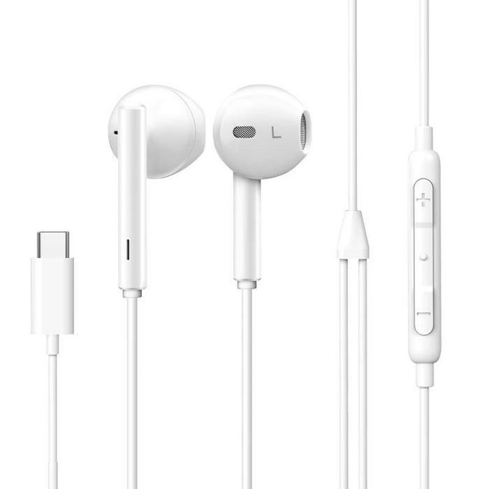 eSTUFF - Ørepropper med mikrofon - ørepropp - kablet - USB-C - for Huawei Mate 40; Samsung Galaxy A12, A42 5G, A52, A52 5G, A72, S20, S21, S21 5G, S2