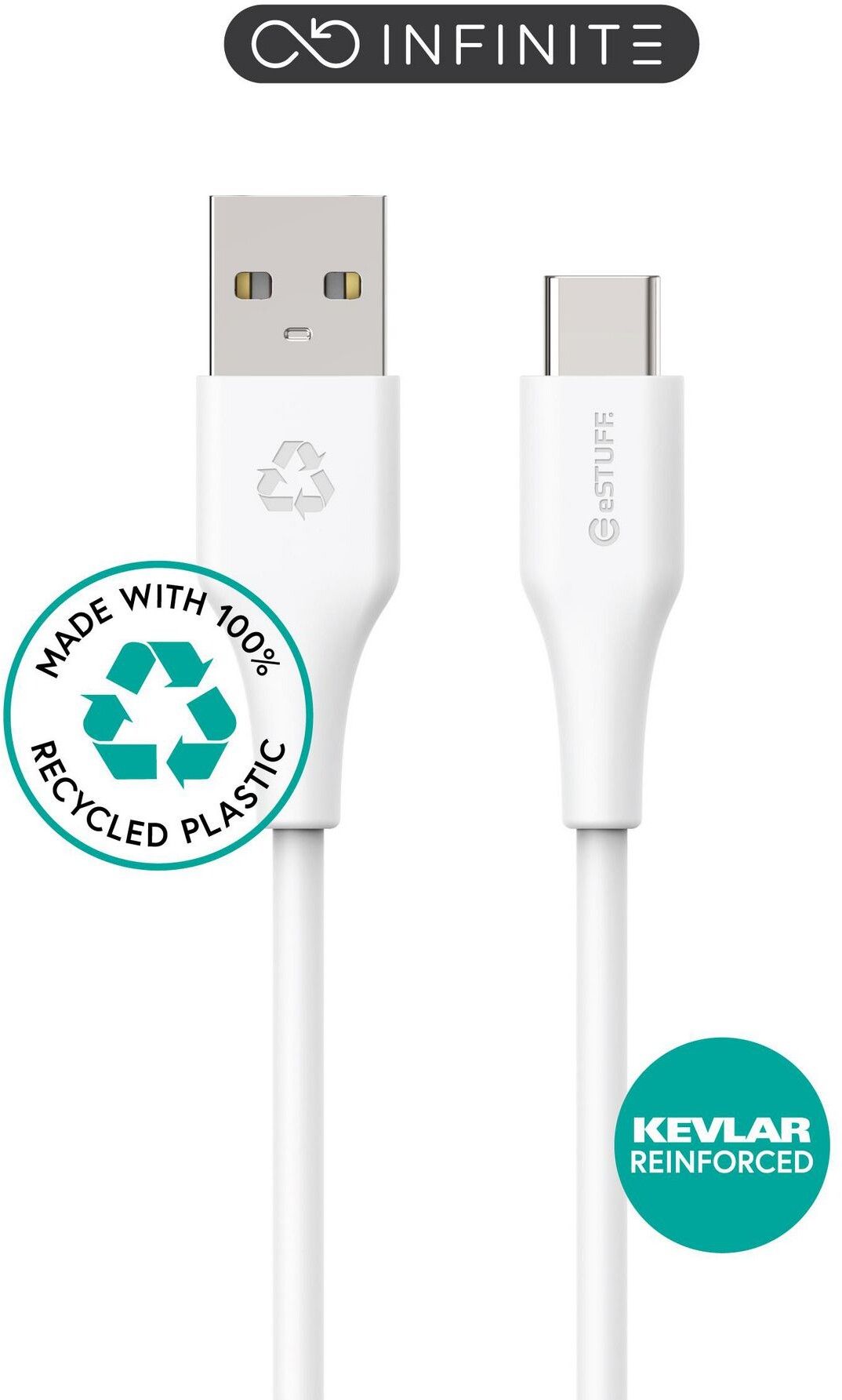 eStuff Infinite USB-A til USB-C-kabel - 1 meter