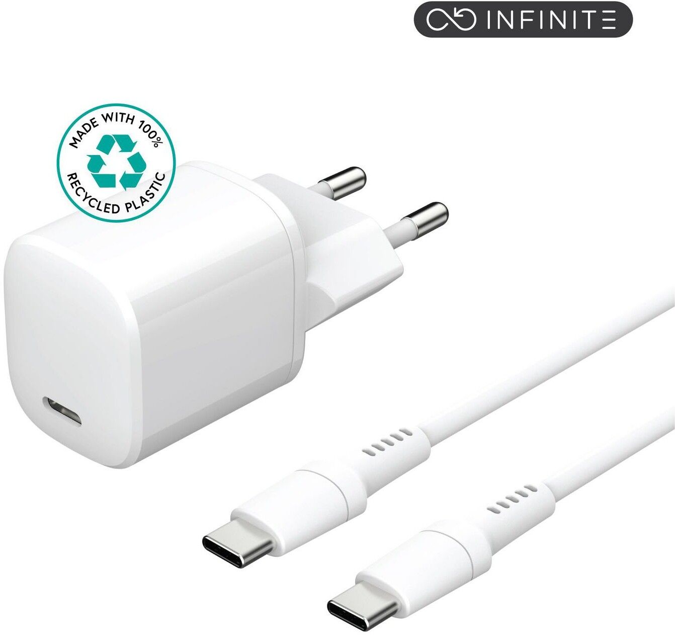 eStuff Infinite USB-C Vegglader PD 20W + USB-C-kabel