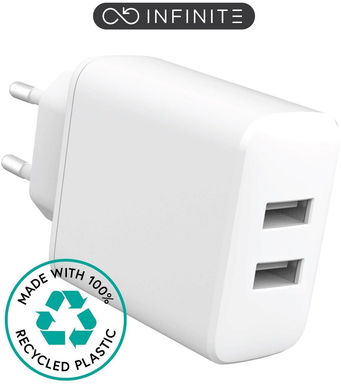 eStuff Infinite Vegglader 2xUSB-A 24W