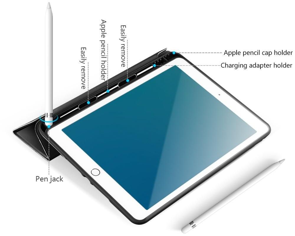 eSTUFF - Skjermdeksel for nettbrett - polyuretanlær, termoplast-polyuretan (TPU) - svart - 7.9 - for Apple iPad mini (6. generasjon)