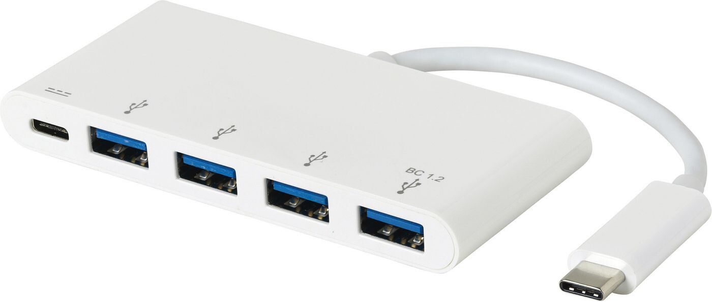 eSTUFF USB-C Charging hub - hub - 4 ports USB-hub - USB 3.2 - 4 porter - Hvit