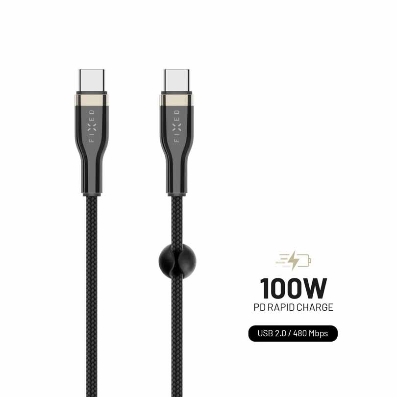 Fast flettet serie USB-C/USB-C-kabel 100W - 1,2 meter svart