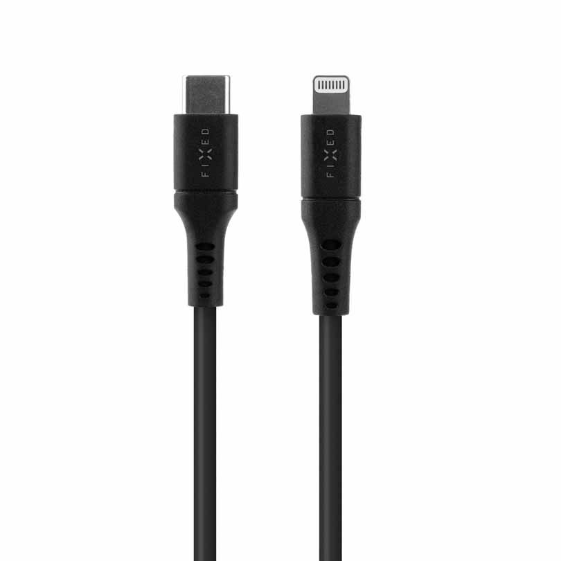 FIXED LIQUID Silicone cable USB-C/Lightning 0.5m Black
