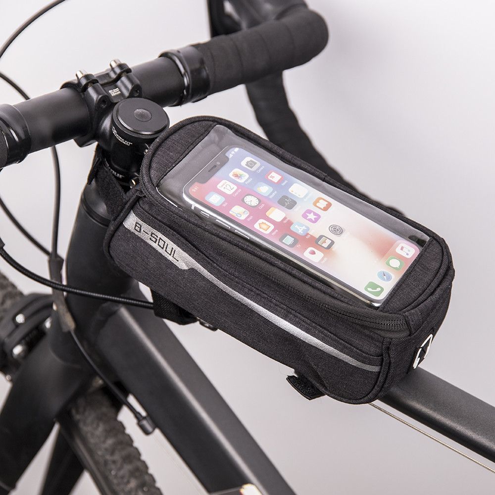Forever Waterproof Bike Frame Bag with Phone Holder - Svart