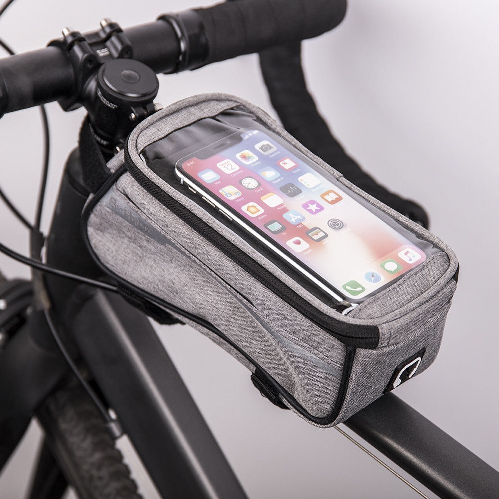 Forever Waterproof Bike Frame Bag with Phone Holder - Grå