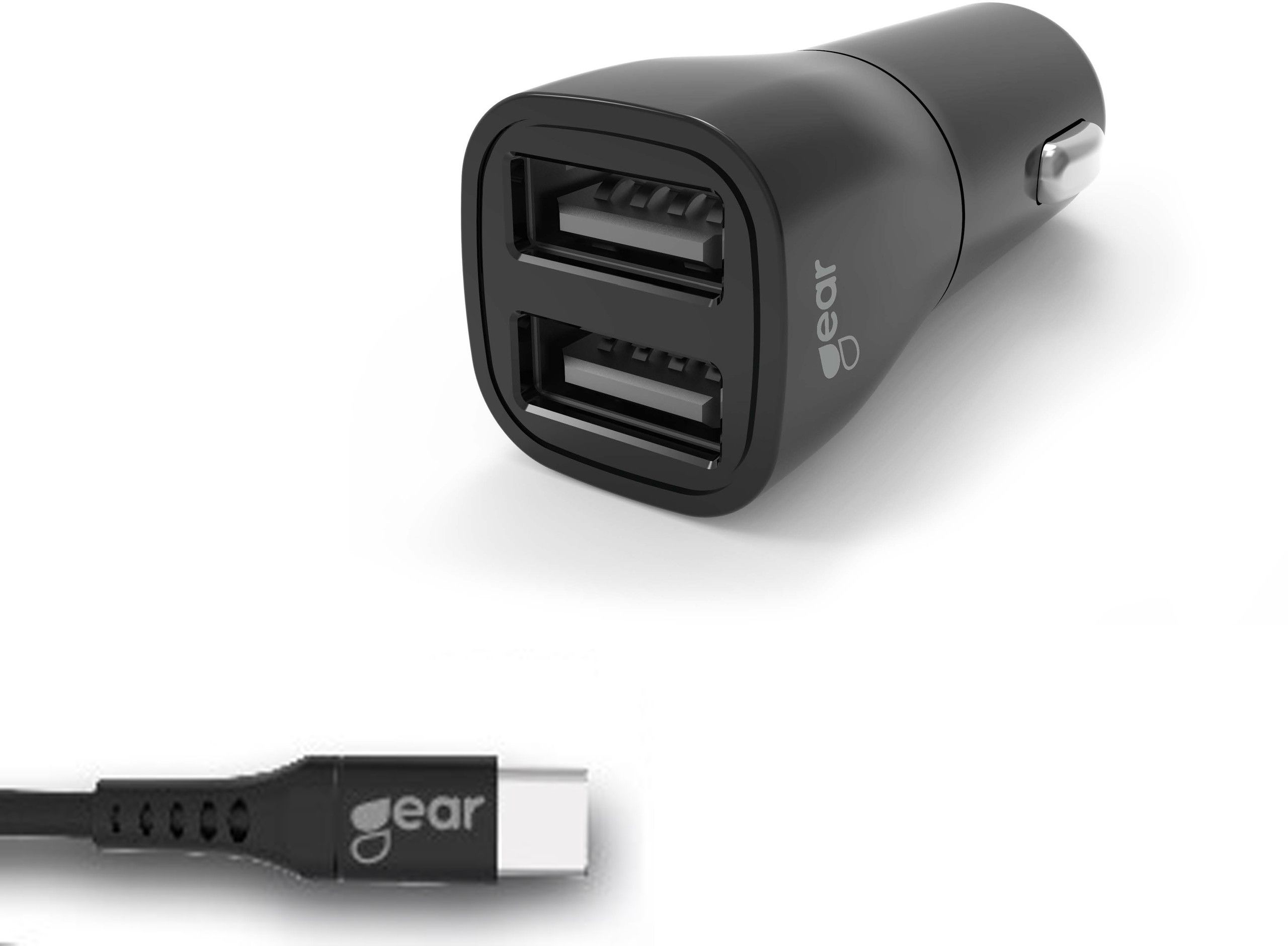 Oplader 12V 2xUSB-A inkl. USB-C kabel