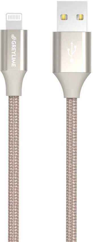 GreyLime flettet USB-A til MFi Lightning-kabel - Beige 1 meter