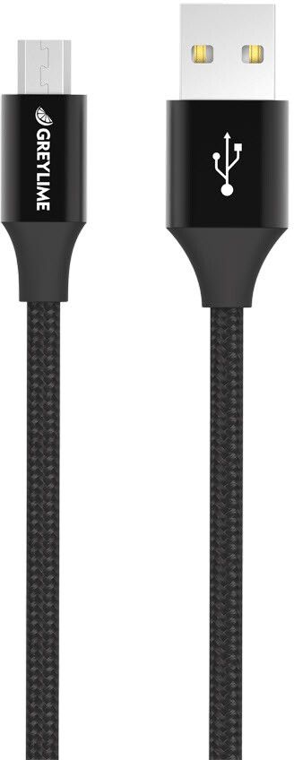 GreyLime flettet USB-A til MicroUSB-kabel - Svart