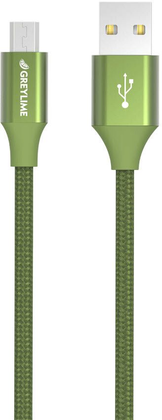 GreyLime flettet USB-A til MicroUSB-kabel - Grønn