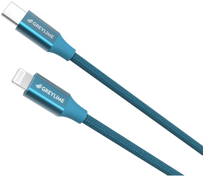 Greylime flettet USB-C til MFI lynkabel - Blå 2 meter