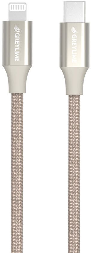 Greylime flettet USB-C til MFI lynkabel - Beige 1 meter