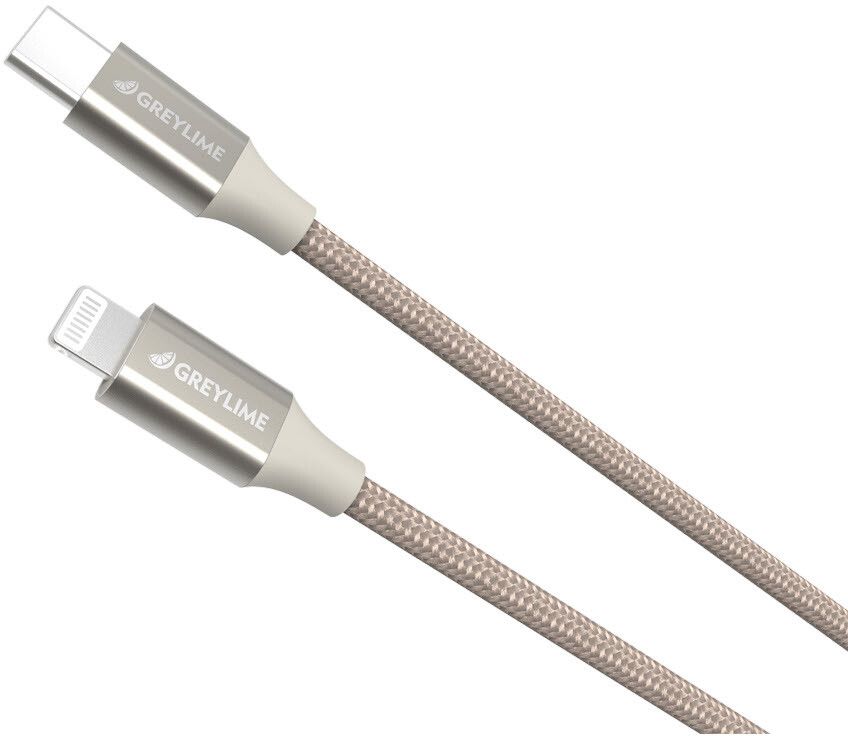 Greylime flettet USB-C til MFI lynkabel - Beige 2 meter