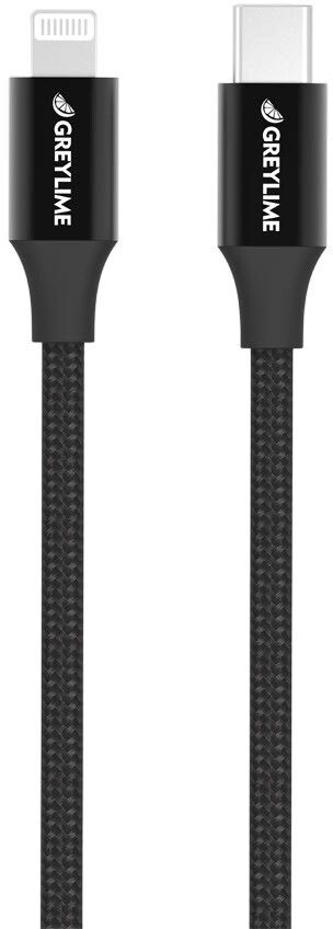Greylime flettet USB-C til MFI lynkabel - Svart 1 meter