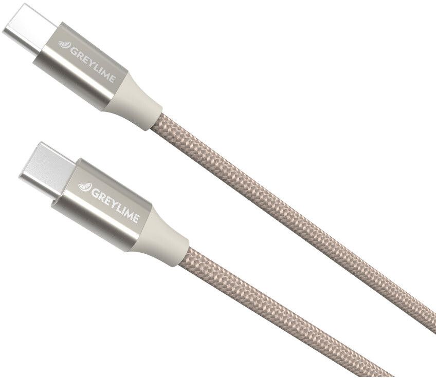 Greylime flettet USB-C til USB-C 60W - Beige 2 meter