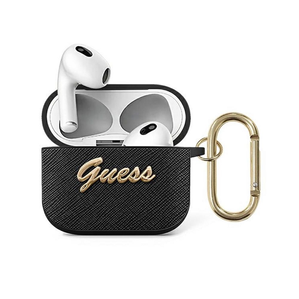 Guess 4G Saffiano-deksel (AirPods 3) - Svart