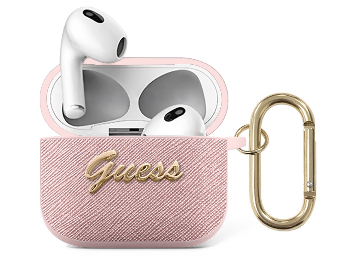 Guess 4G Saffiano-deksel (AirPods 3) - Rosa