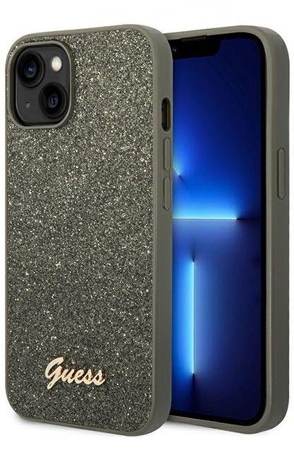 Guess Glitter Flakes-deksel (iPhone 14 Plus) - Grön