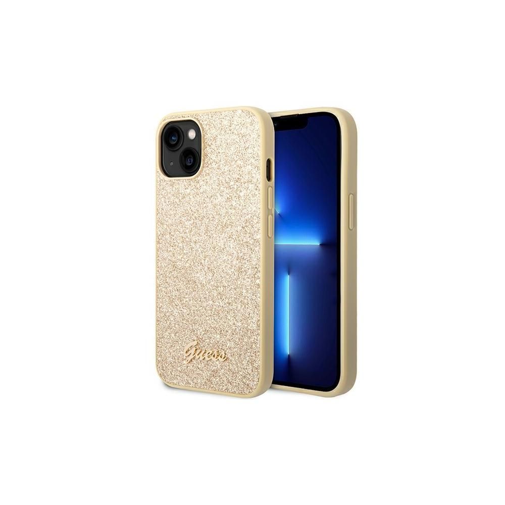 Guess Glitter Flakes-deksel (iPhone 14 Plus) - Guld