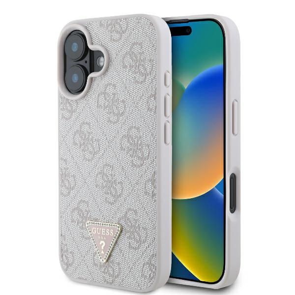Guess Triangle Strass-deksel (iPhone 16) - Rosa