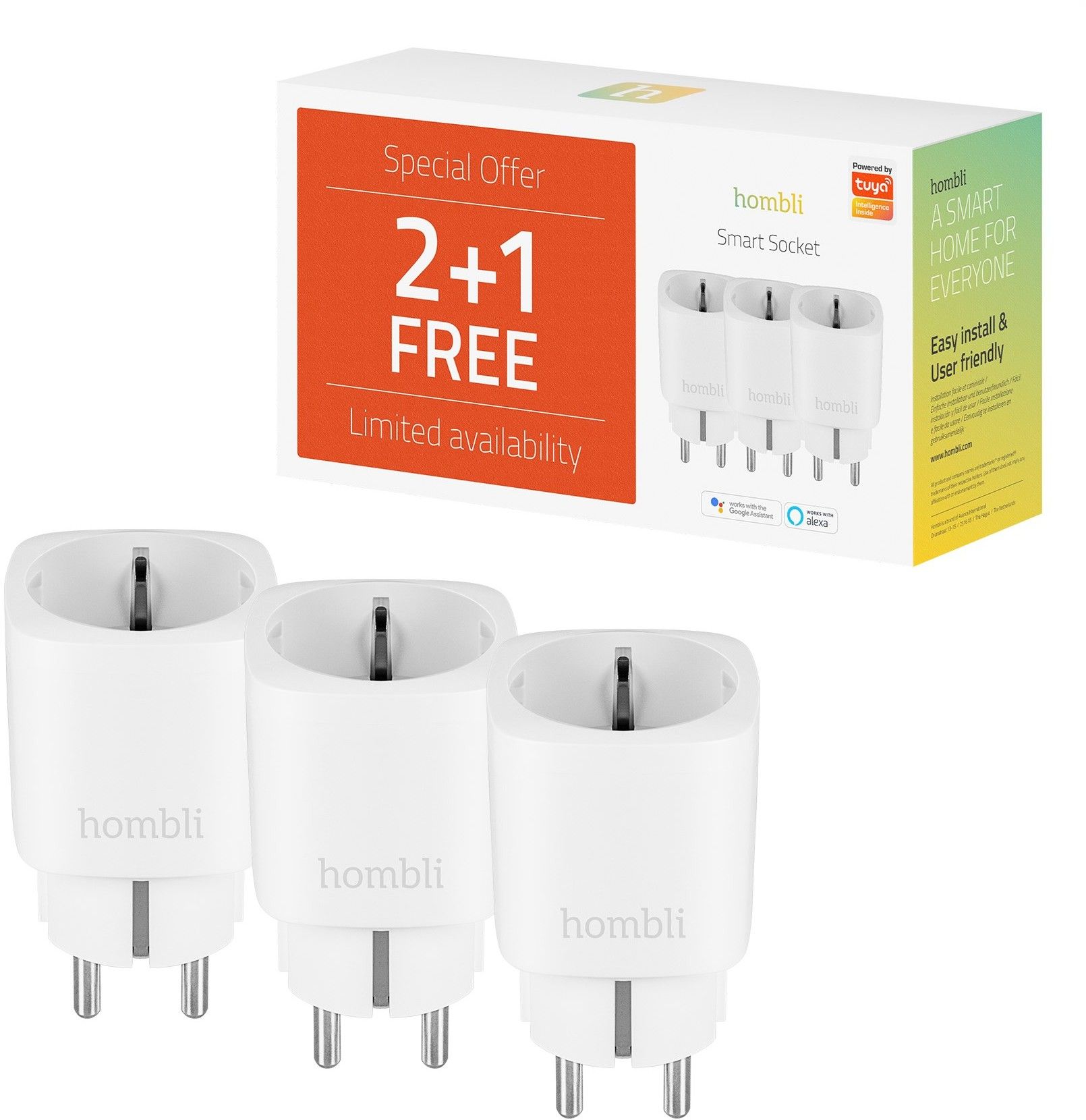 Hombli Smart Promo uttag 2+1 - Svart