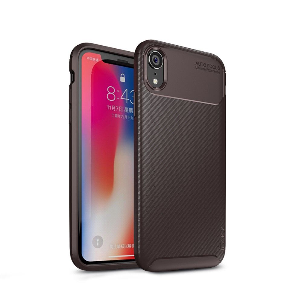 iPaky Carbon Fiber Texture Soft (iPhone Xr) - Brun