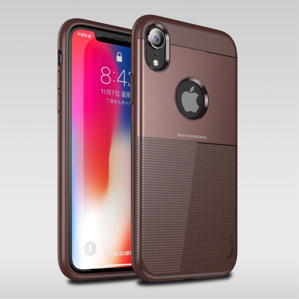 iPaky Hybrid Grip Pattern Case (iPhone Xr) - Brun