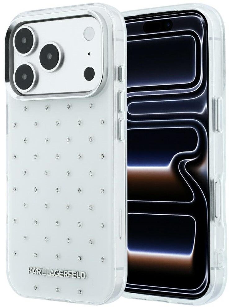Karl Lagerfeld IML Rhinestones Logo Case (iPhone 17 Pro/18 Pro) - Vit