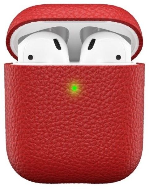KeyBudz PodSkinz Artisan Series Leather Case - Handcrafted Leather Case for your Airpods - Red