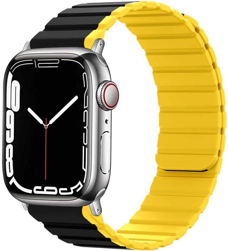 Lippa Magnetic Silicone Strap (Apple Watch 42/41/40/38 mm) - Svart/Gul