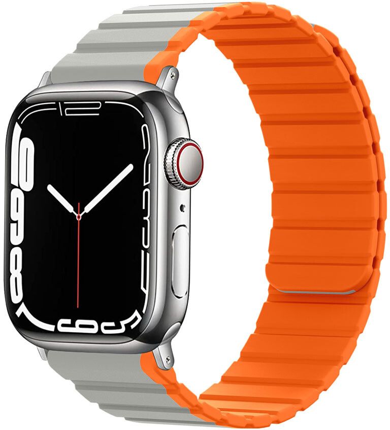Lippa Magnetic Silicone Strap (Apple Watch 49/46/45/44/42 mm) - Grå/Orange