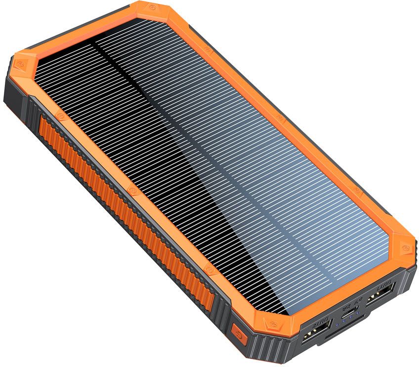 Lippa 10.000 mAh Solar Powerbank 2 x USB-A Output Nødlader - Oransje - 10000 mAh