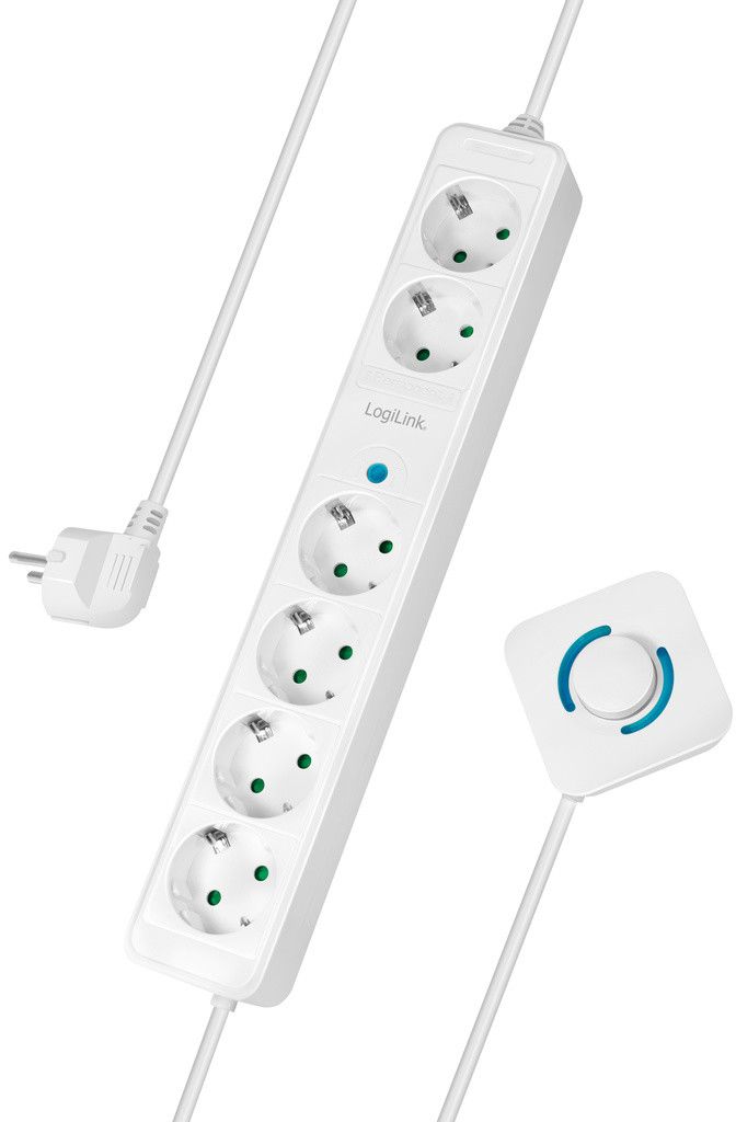 LogiLink stikkontakt 4 + 2-veis med fotbryter