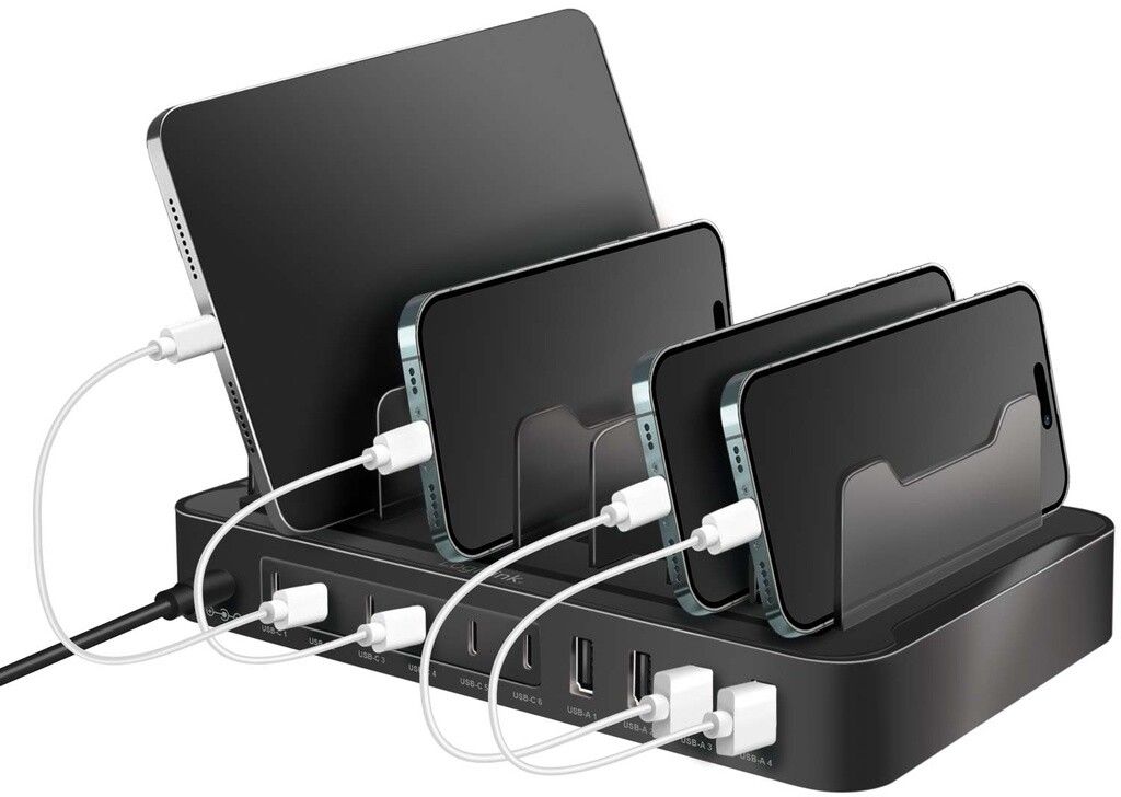 LogiLink USB Table Charger, 10 Port, 4x USB-A & 6x USB-C, 120W, PD, QC3.0, black