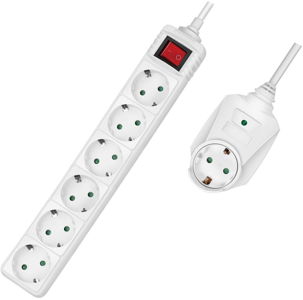 LogiLink Power Strip med Switch 7-veis