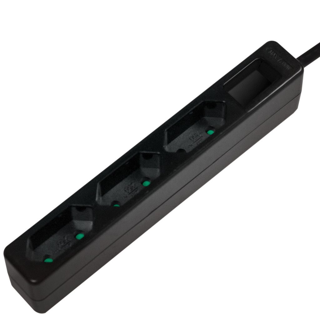 LogiLink Slim Euro Socket 1,5m - Svart