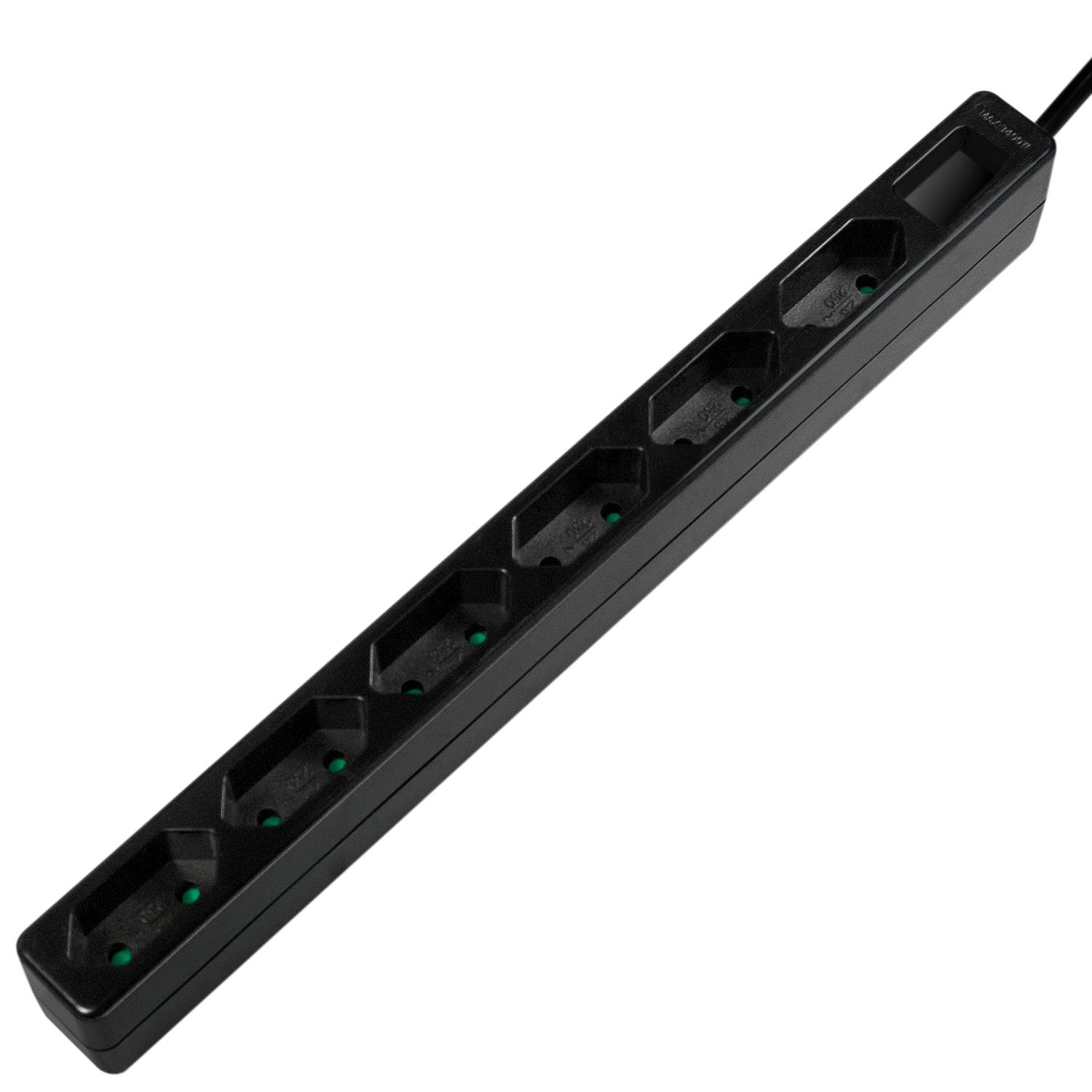 LogiLink Slim Euro Socket 6-veis - Svart