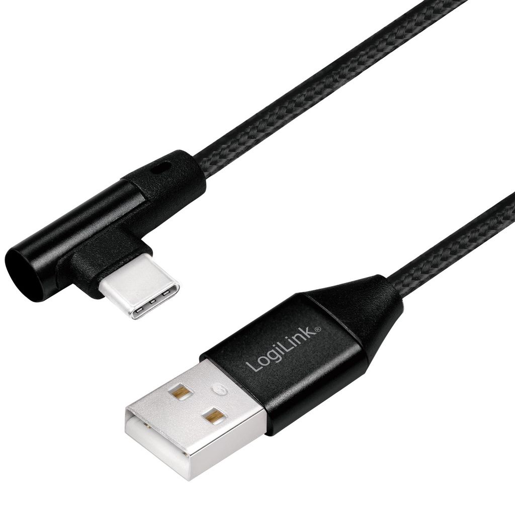 LogiLink Vinklet USB-C-kabel USB 2.0 Max 3A 1m
