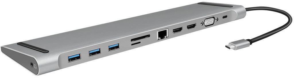 LogiLink UA0373, Koblet med ledninger (ikke trådløs), USB 3.2 Gen 1 (3.1 Gen 1) Type-C, 100 W, 3,5 mm, 10,100,1000 Mbit/s, Aluminium