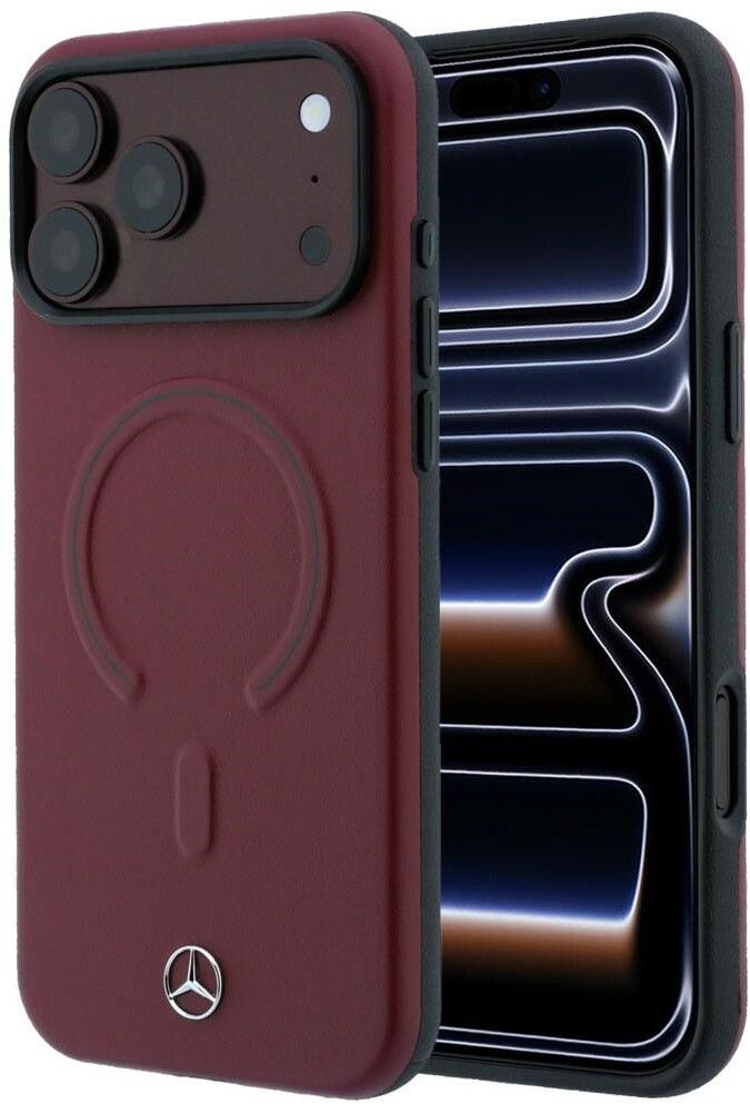 Mercedes Leather 3D MagSafe Case (iPhone 17 Pro/18 Pro) - Vinröd