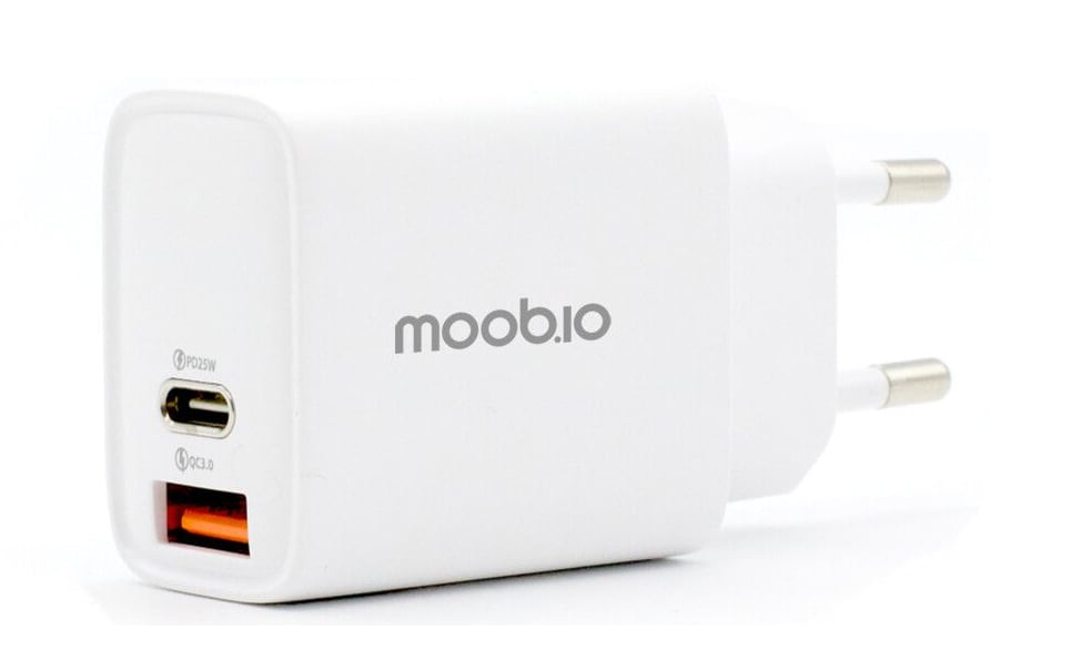 Moobio Dual Wall Charger 25W PD - hurtiglader for mobil