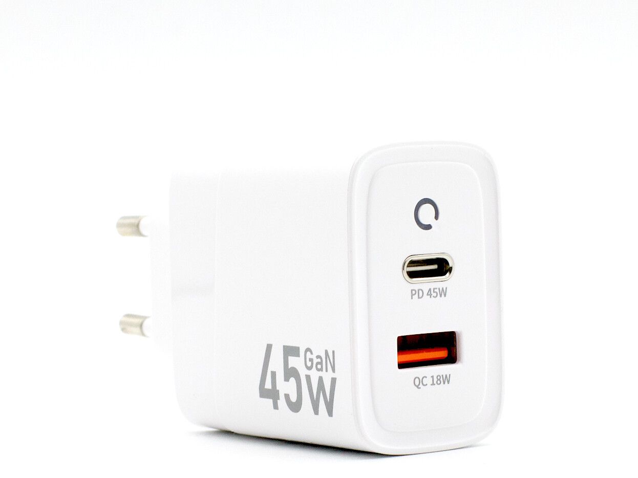USB-C + USB-A iPhone -lader med PD - Moobio Vegglader 45W
