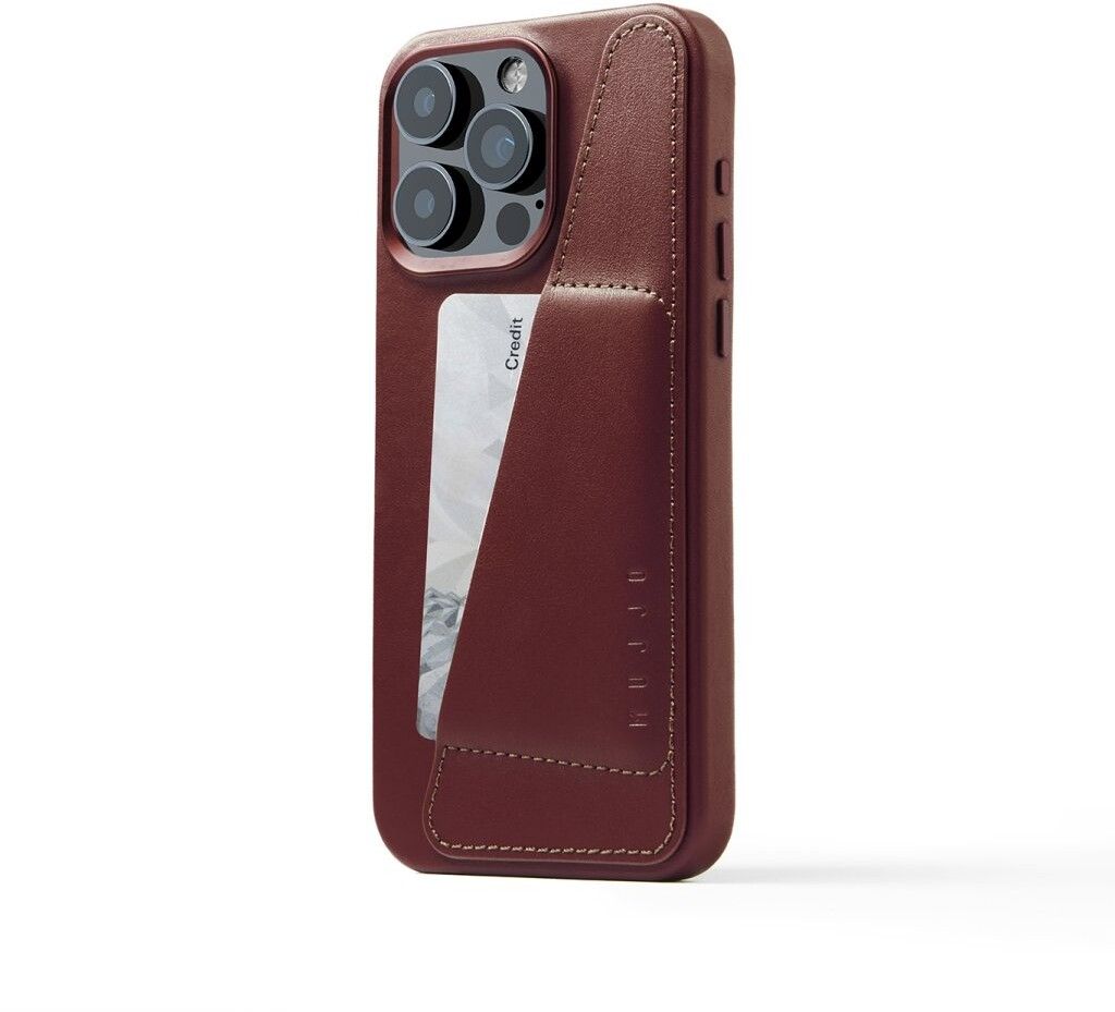 Mujjo iPhone 15 Pro Max Wallet Leather Case - Burgundy