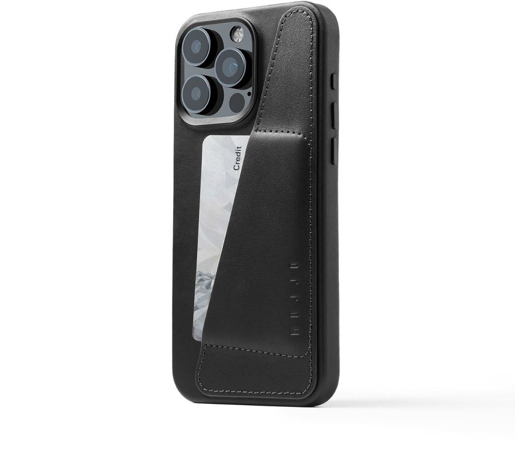 Mujjo iPhone 15 Pro Max Wallet Leather Case - Black
