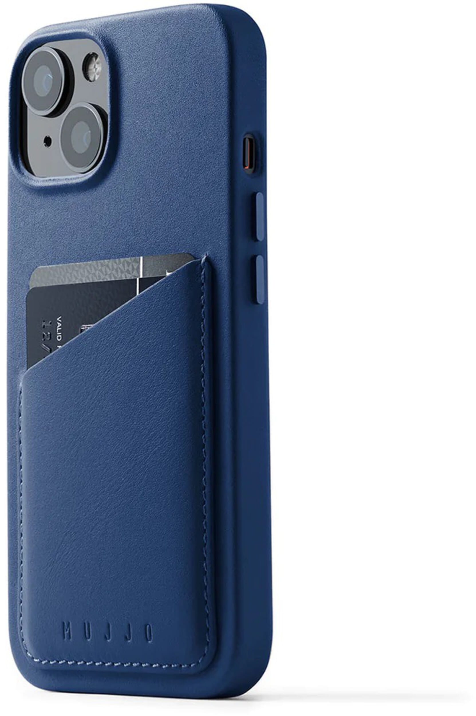 Mujjo Full Leather Wallet Case (iPhone 15/14/13) - Blå