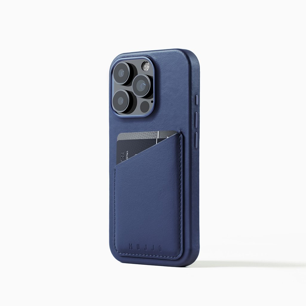 Mujjo Wallet Leather Case for iPhone 16 Pro - Blue