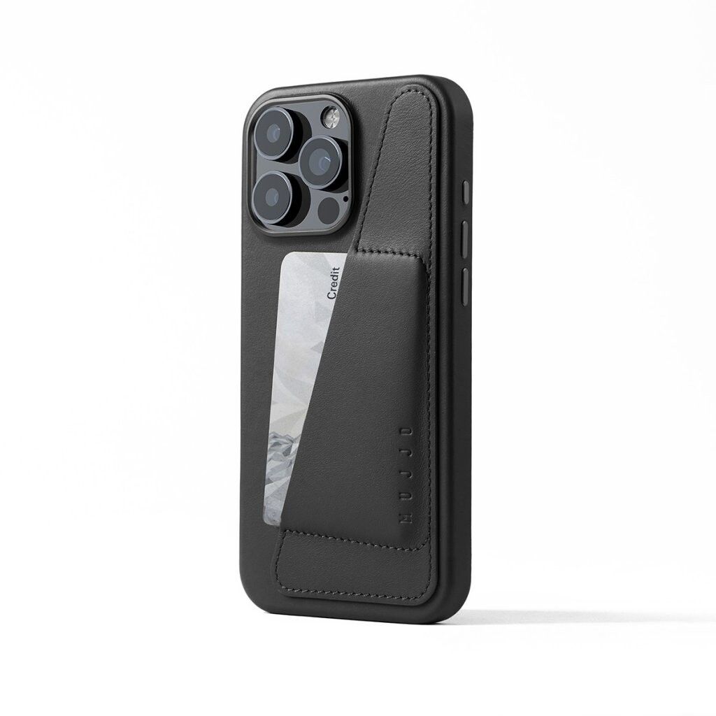 Mujjo Full Leather Wallet (iPhone 16 Pro Max) - lommebokdeksel - Svart