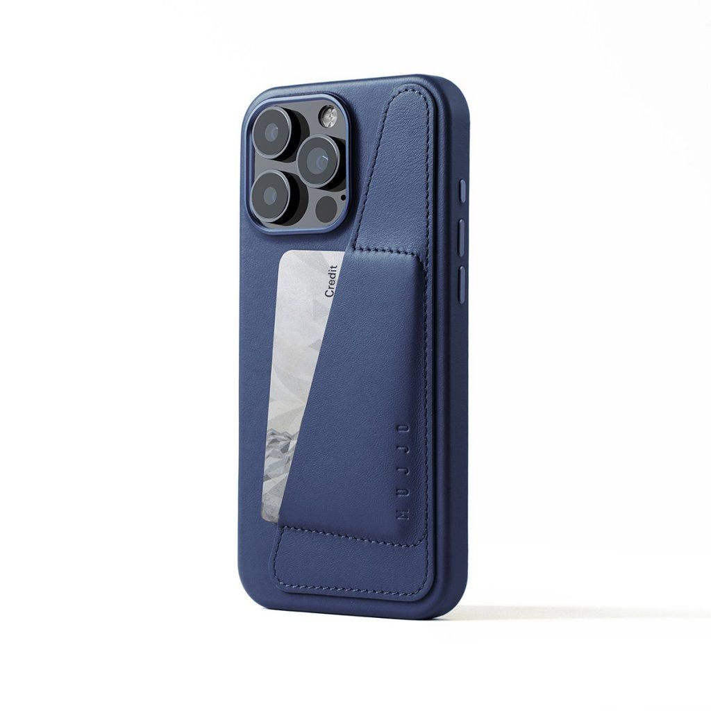 Mujjo Full Leather Wallet (iPhone 16 Pro Max) - lommebokdeksel - Blå